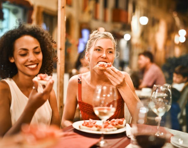 eating at restaurant