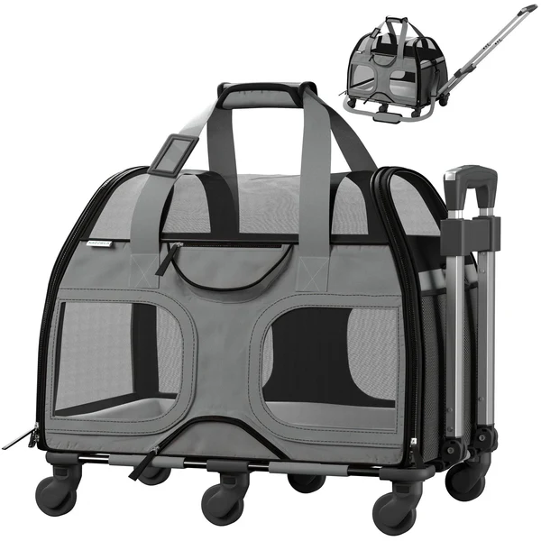 Katziela Luxury Rider Pet Carrier with Removable Wheels 