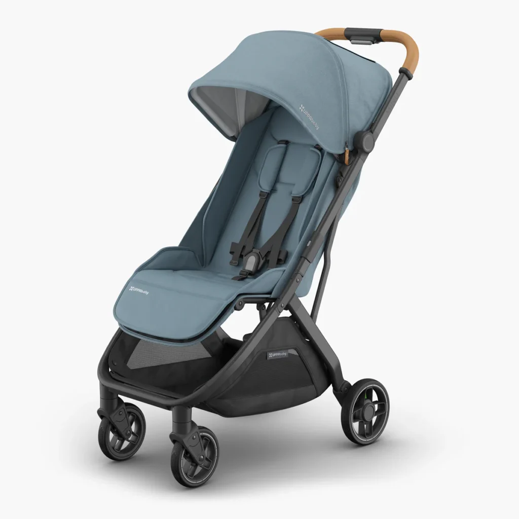 UPPAbaby MINU V3 Stroller Dillan Blue Carbon Sand Leather Front